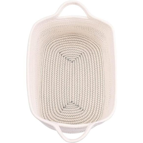 Blanket Basket Living Room Cotton Rope Woven Baskets With Handles for Shelves - Picture 5 of 7